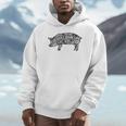豚肉の部位 面白いtシャツ 豚 ブタ Bbq メンズ おもしろ 面白い 服 オリジナル グッズ ネタ バーベキュー ネタ Hoodie