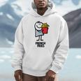面白い漫画のキャラクターグラフィックが付いたクールでおいしいフライドポテト。 Hoodie