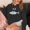 Aji 鯵 アジ 願掛け 釣り好き 魚好き 海釣り 趣味 おもしろ 寿司ネタ 趣味釣り 船釣り 釣り 長袖tシャツ パーカー