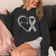 Brain Tumor Awareness Heart Brain Cancer Gray Ribbon Support Hoodie