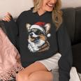 Corgi サンタハット 面白い かわいい 犬 ママ お父さん クリスマス 長袖tシャツ パーカー
