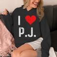 I Love Pj PJ ハート アンティーク調 長袖tシャツ パーカー