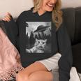 Ufo付き面白い猫セルフィー Hoodie