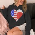 アメリカ日本国旗ハート パーカー