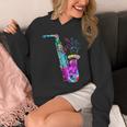 サクソフォン プレーヤー ジャズ 音符 サクソフォン カラフル サックス Hoodie