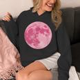 ストロベリームーンデザイン 満月 かわいいピンクムーン パーカー