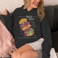 ハンバーガー 解剖図 面白いtシャツ ファストフード メンズ おもしろ グッズ 面白い 服 オリジナル ネタ 食べ物 Hoodie