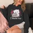 ハート バレンタイン ピーチゴマ 猫 カップル I Meow You パーカー