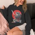 レトロな日本の侍猫グラフィック 猫愛好家 Hoodie