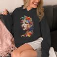 抽象的 カラフルである 花 女 芸術 顔 Hoodie