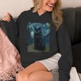 星月夜 ヴィンセント・ヴァン・ゴッホ 黒猫 レトロ絵画 猫 長袖tシャツ パーカー
