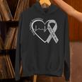 Brain Tumor Awareness Heart Brain Cancer Gray Ribbon Support Hoodie