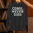 Cobol Never Dies 面白いコボルプログラマー ミニマリストデザイン パーカー