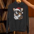 Corgi サンタハット 面白い かわいい 犬 ママ お父さん クリスマス 長袖tシャツ パーカー