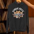 Corgis Rock かわいいコーギー犬トリオ ロックアウト ギターを弾く パーカー