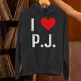 I Love Pj PJ ハート アンティーク調 長袖tシャツ パーカー