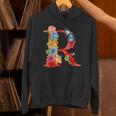 イニシャル R アルファベット バタフライ ローズ 花 水彩 モノグラム Hoodie