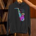 サクソフォン プレーヤー ジャズ 音符 サクソフォン カラフル サックス Hoodie