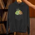 ポケットに入った多肉植物、胸にエケベリアセダム Hoodie