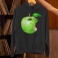 噛まれた青リンゴのイラスト パーカー