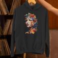 抽象的 カラフルである 花 女 芸術 顔 Hoodie