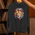 雄大なライオンヘッド 赤、黄、青の芸術的なたてがみ パーカー