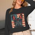 French Bulldog Dog Motif USA Patriot 4th Of July Unisex Long Sleeve T-Shirt