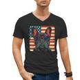French Bulldog Dog Motif USA Patriot 4th Of July Men's V-Neck T-Shirt