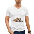 English Bulldog Apparel Bulldog Mom Life Is Ruff Men's V-Neck T-Shirt