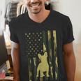 Camo US Flag French Bulldog Frenchie Patriot Dog Lover Men's V-Neck T-Shirt