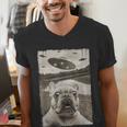 French Bulldog And UFO UFO And French Bulldog Selfie Men's V-Neck T-Shirt