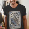 Frenchie Dog Mom Tarot Card French Bulldog Skeleton Mom Men's V-Neck T-Shirt