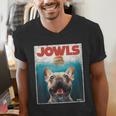 Tan Frenchie Jowls Fawn French Bulldog Mom Top Dad Men's V-Neck T-Shirt