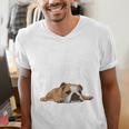 English Bulldog Apparel Bulldog Mom Life Is Ruff Men's V-Neck T-Shirt