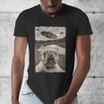 French Bulldog And UFO UFO And French Bulldog Selfie Men's V-Neck T-Shirt