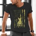 Camo US Flag French Bulldog Frenchie Patriot Dog Lover Men's V-Neck T-Shirt