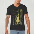 Camo US Flag French Bulldog Frenchie Patriot Dog Lover Men's V-Neck T-Shirt