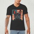 French Bulldog Dog Motif USA Patriot 4th Of July Men's V-Neck T-Shirt
