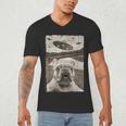 French Bulldog And UFO UFO And French Bulldog Selfie Men's V-Neck T-Shirt