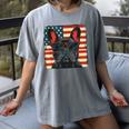 French Bulldog Dog Motif USA Patriot 4th Of July Women's Comfort Colors T-Shirt Gray