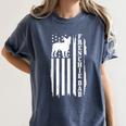 French Bulldog American Flag Frenchie Dog Women's Comfort Colors T-Shirt Denim
