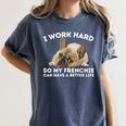 Frenchie Better Life French Bulldog Dog Lover Women's Comfort Colors T-Shirt Denim