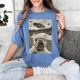 French Bulldog And UFO UFO And French Bulldog Selfie Women's Comfort Colors T-Shirt Blue Jean
