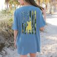Camo US Flag French Bulldog Frenchie Patriot Dog Lover Women's Comfort Colors T-Shirt Back Print Blue Jean