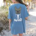 The Dogfather French Bulldog Dad Frenchie Papa T-Shirt Women's Comfort Colors T-Shirt Back Print Blue Jean