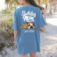 English Bulldog Apparel Bulldog Mom Life Is Ruff Women's Comfort Colors T-Shirt Back Print Blue Jean