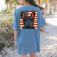 French Bulldog Dog Motif USA Patriot 4th Of July Women's Comfort Colors T-Shirt Back Print Blue Jean