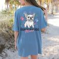 French Bulldog Mama Frenchie Dog Mom Women's Comfort Colors T-Shirt Back Print Blue Jean