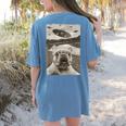 French Bulldog And UFO UFO And French Bulldog Selfie Women's Comfort Colors T-Shirt Back Print Blue Jean