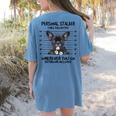Personal Stalker French Bulldog Women's Comfort Colors T-Shirt Back Print Blue Jean